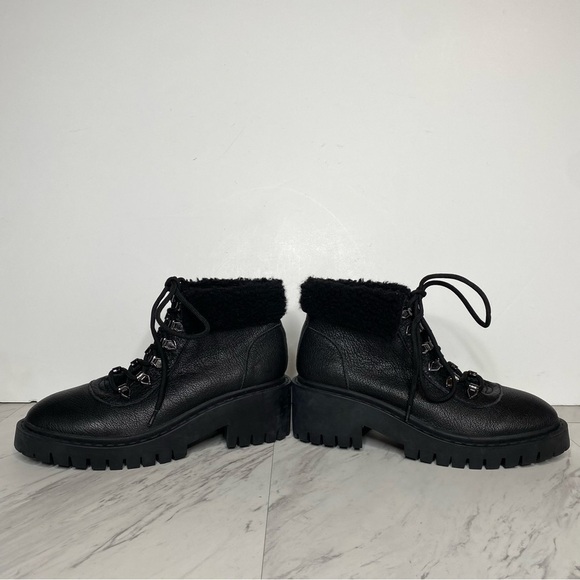 New! Kelsi Dagger Brooklyn Faux Fur Lace Up Black Boot 8 - Picture 7 of 14